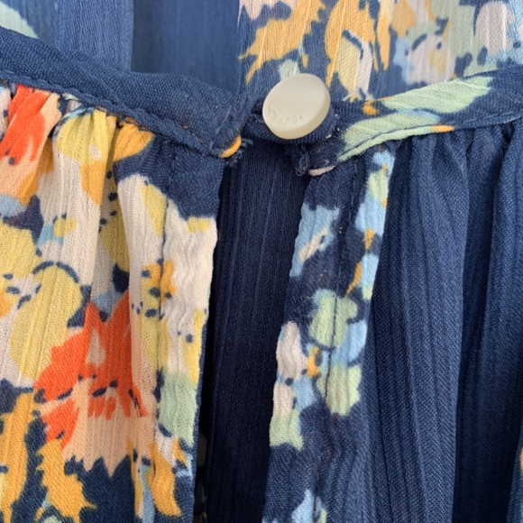 Chaps Peasant Blouse 2X Blue Floral Sheer Bell Sleeve Cottage Core Boho - Picture 4 of 11